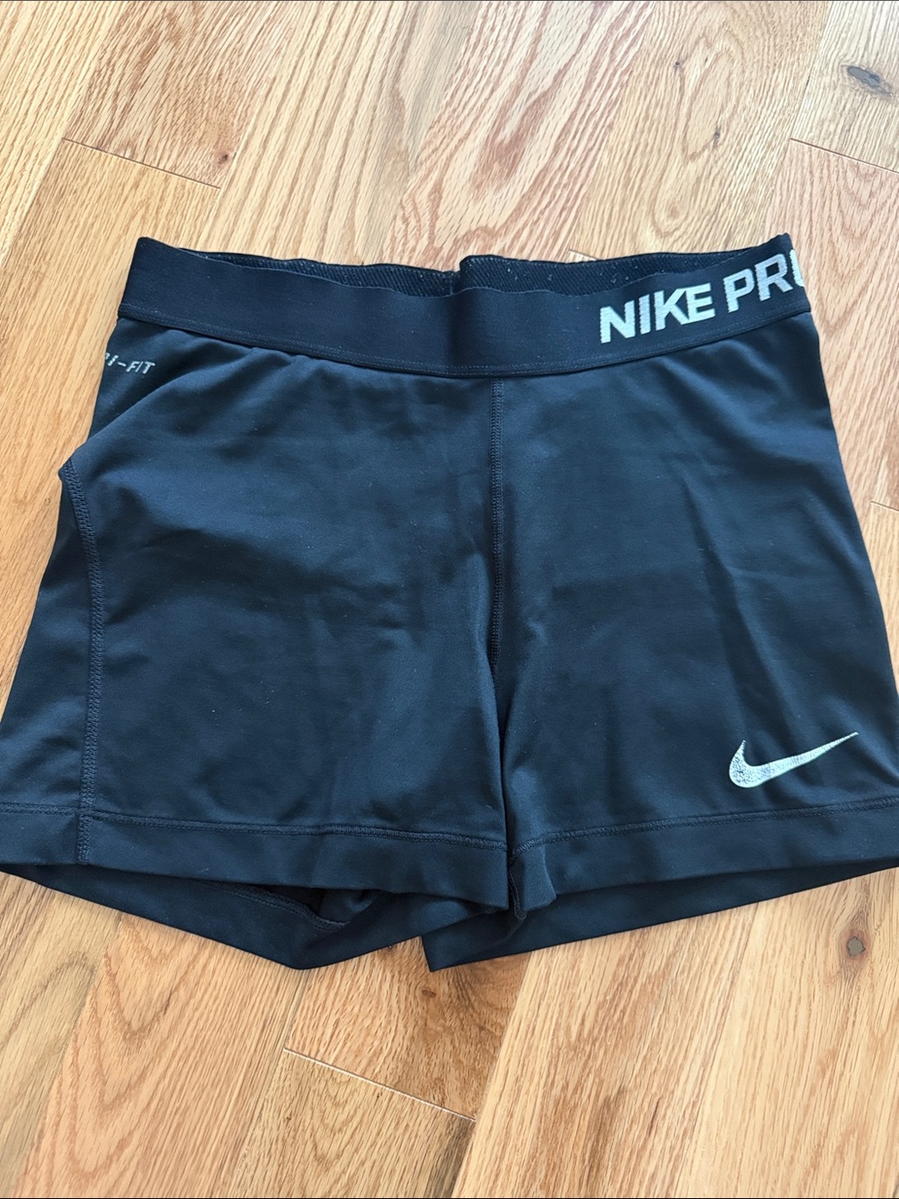 Nike Pro Black Women's Training Shorts with Silver Swoosh